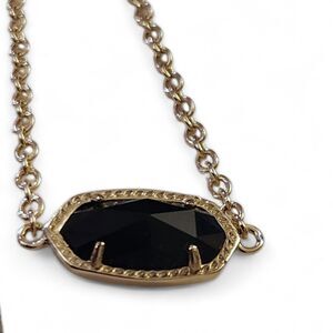 Kendra Scott Elisa Bracelet Silver Tone Black Faceted Stone Adjustable Slider